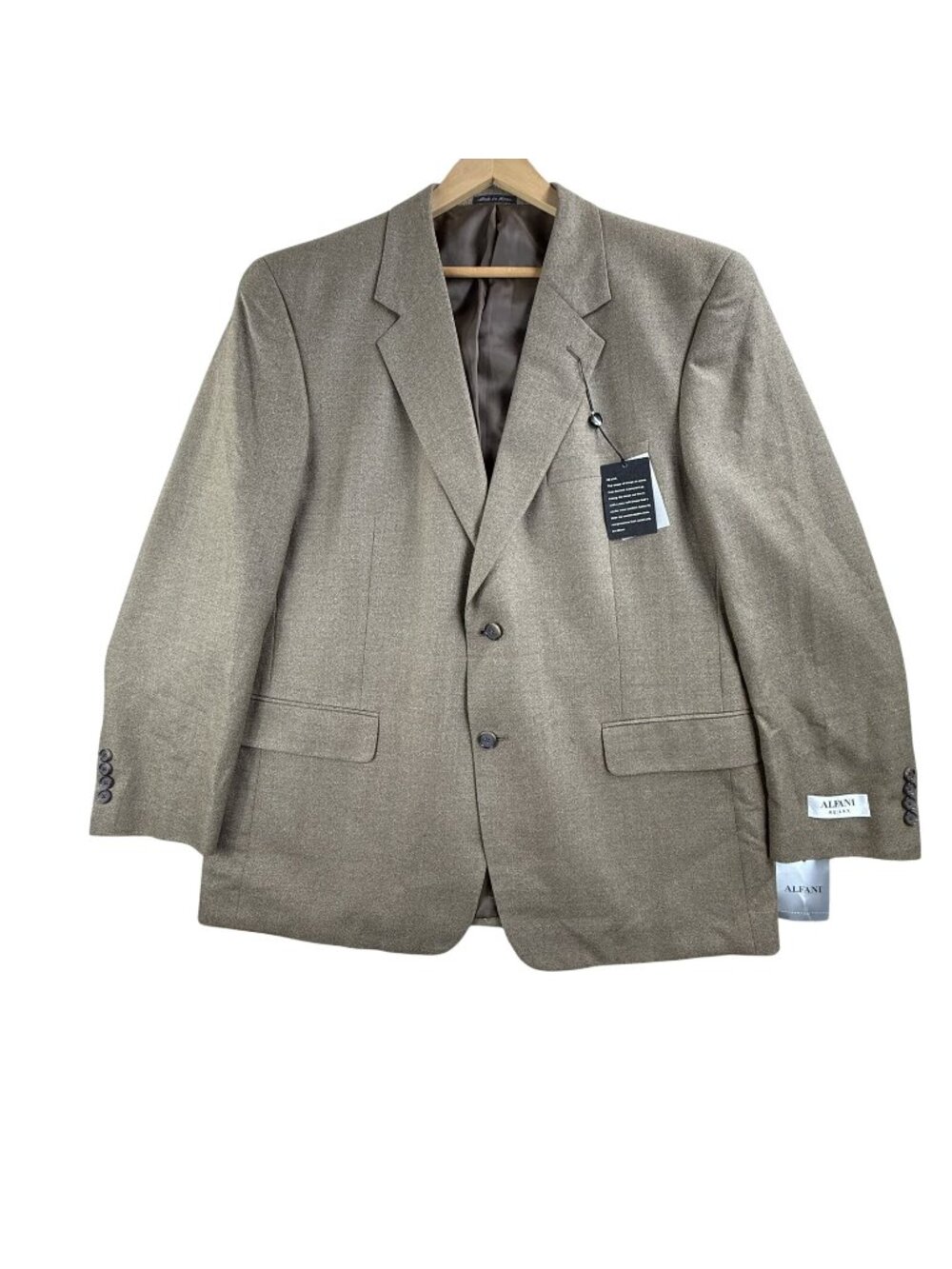 Alfani Blazer Mens 46 Brown Silk Wool Tweed Relax Sport Coat 2 Button Jacket New